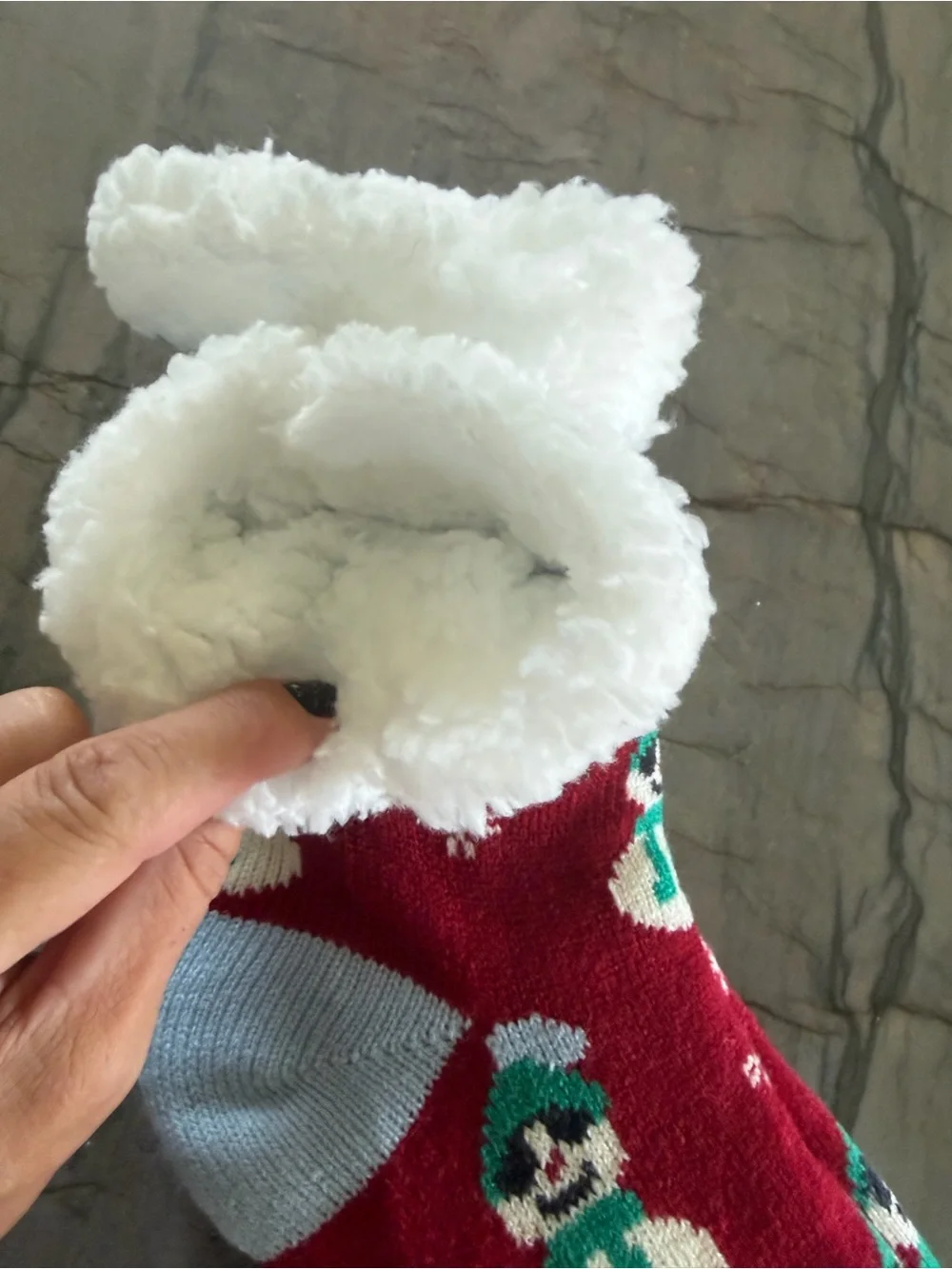Cozy Red Snowman Sherpa Socks